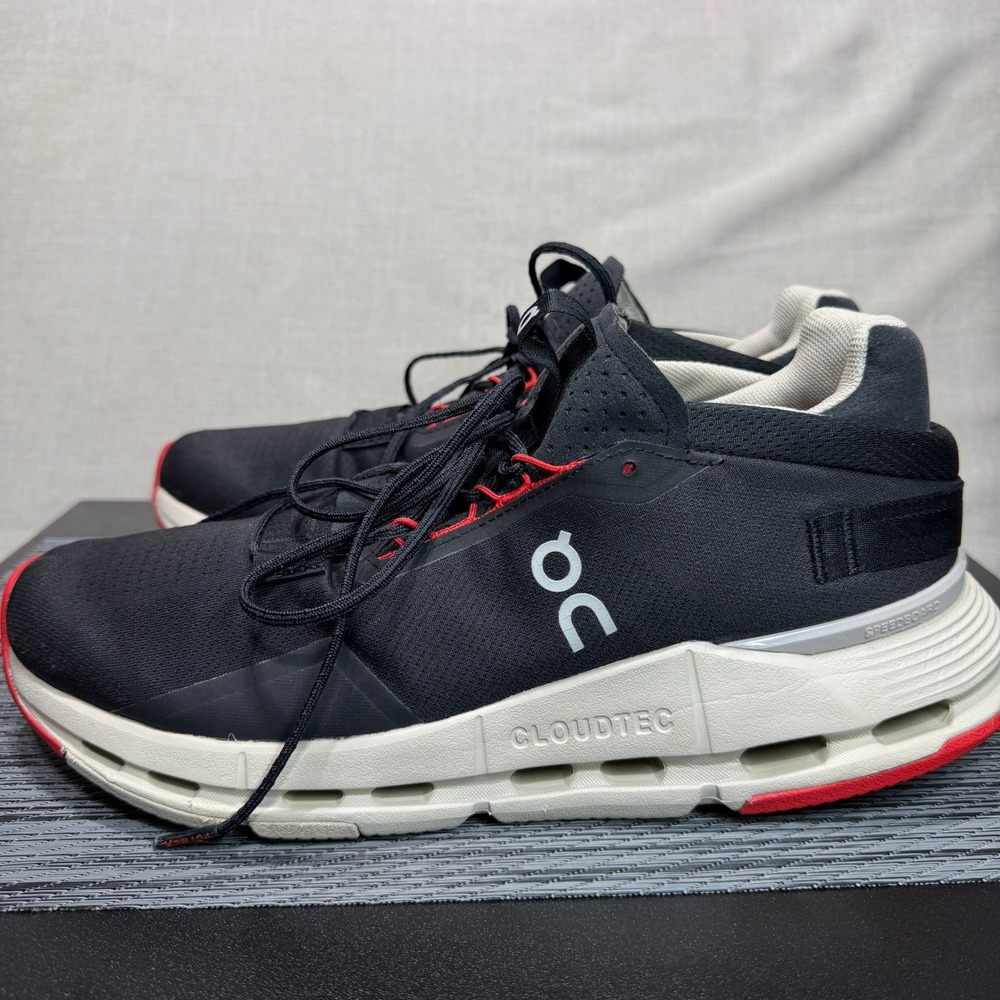 On Cloud Cloudnova Running Shoes - Mens 10.5 - Black Red 3ME30213185